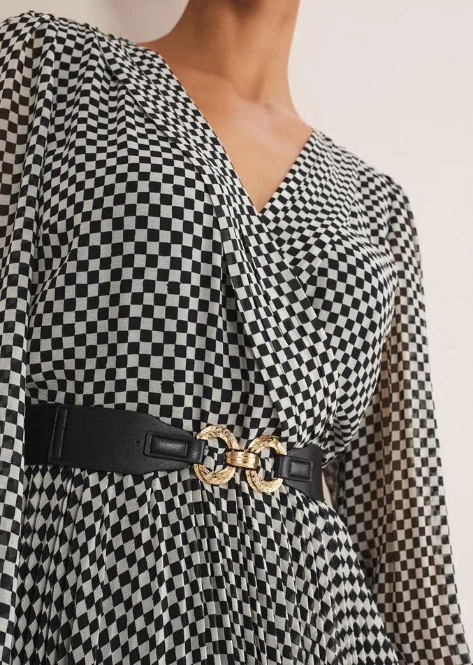 Carmen Checked Midaxi Dress Blackwhite Women Phase Eight Dresses