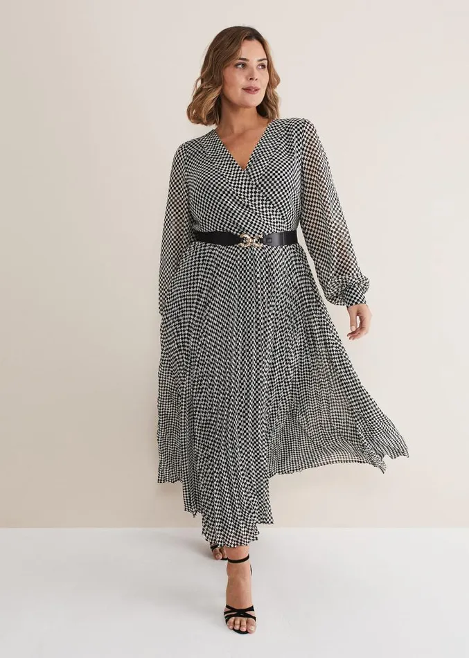 Carmen Checked Midaxi Dress Blackwhite Women Phase Eight Dresses