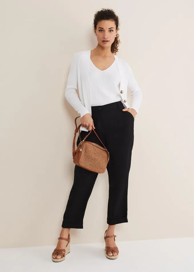 Caryl Ribbed Cardigan White Women Phase Eight Knitwear