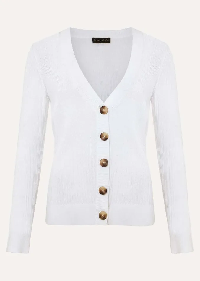 Caryl Ribbed Cardigan White Women Phase Eight Knitwear