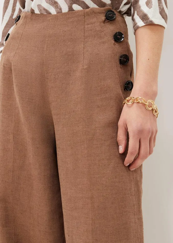Cassandra Linen Wide Leg Trousers Brown Women Phase Eight Trousers