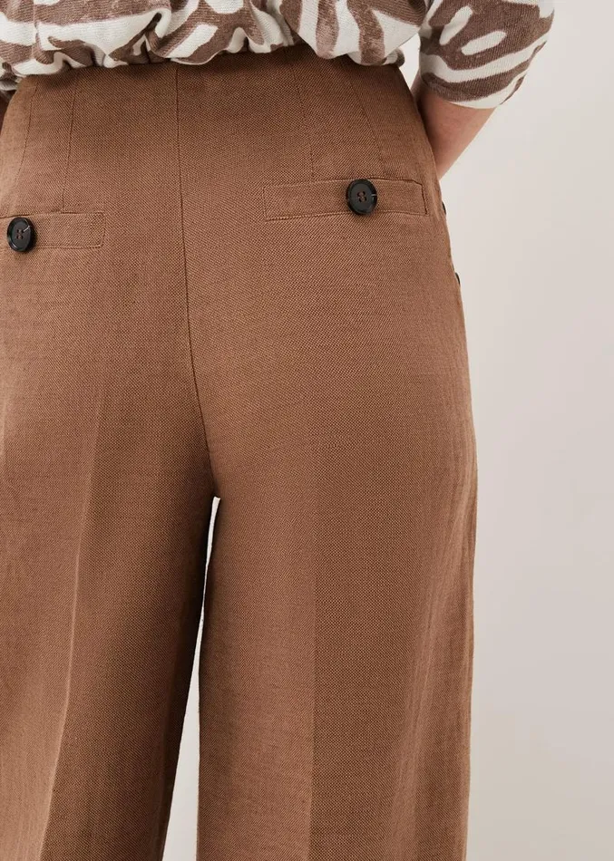 Cassandra Linen Wide Leg Trousers Brown Women Phase Eight Trousers