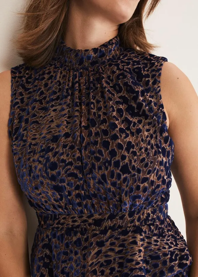 Catalina Leopard Velvet Maxi Dress Multicoloured Women Phase Eight Dresses