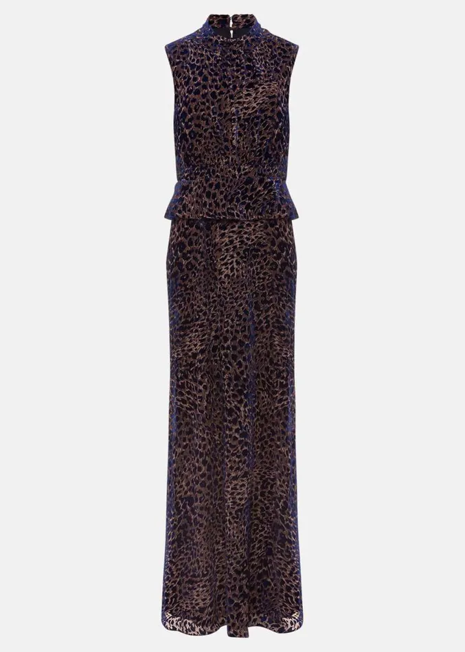 Catalina Leopard Velvet Maxi Dress Multicoloured Women Phase Eight Dresses