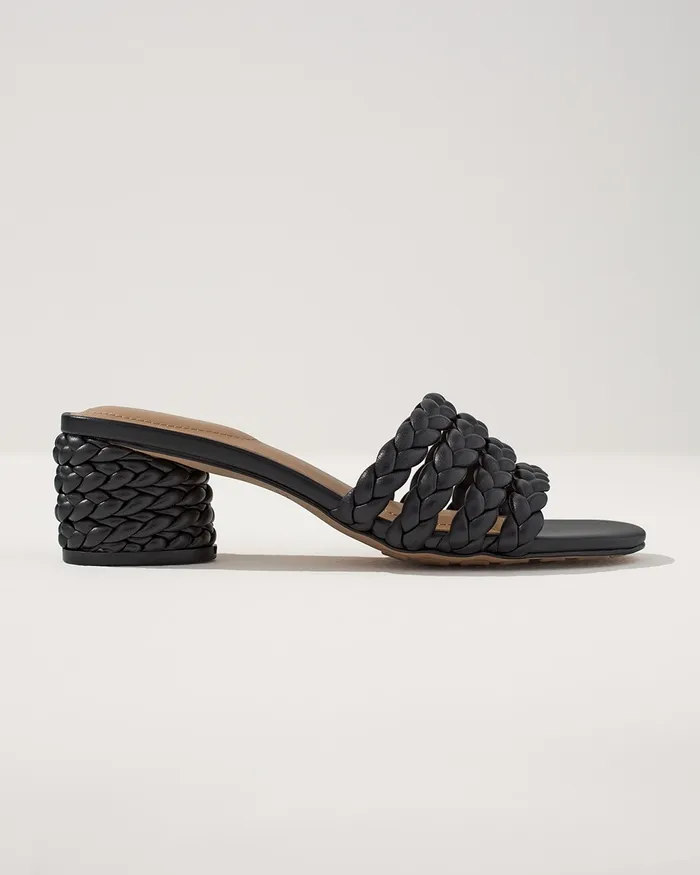 Chico039s Black Braided Leather Sandals Black Women Shoes