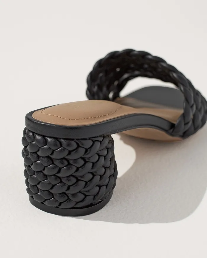 Chico039s Black Braided Leather Sandals Black Women Shoes