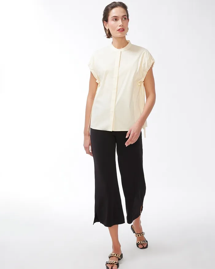 Chico039s Black Label Poplin Neutral Blouse Cream Women Tops