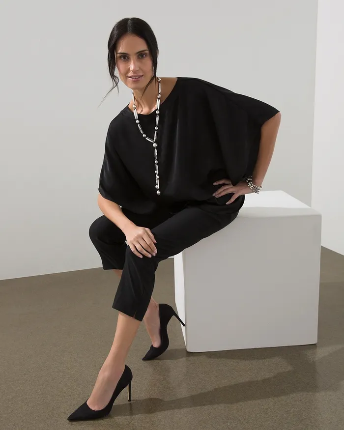 Chico039s Black Poncho Black Women Tops