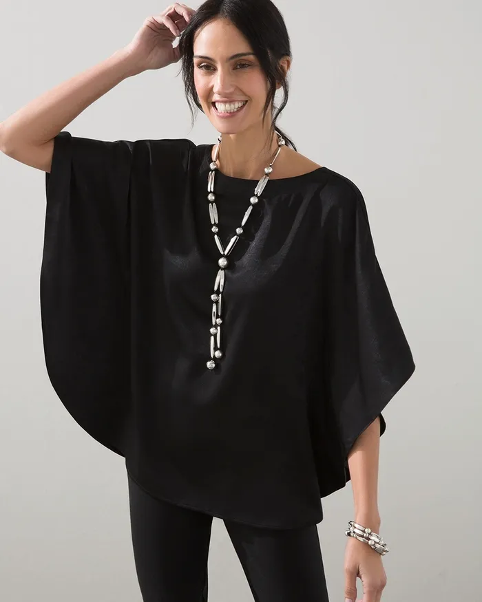 Chico039s Black Poncho Black Women Tops