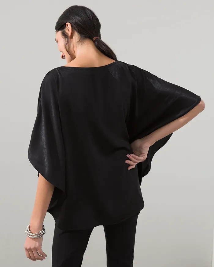 Chico039s Black Poncho Black Women Tops