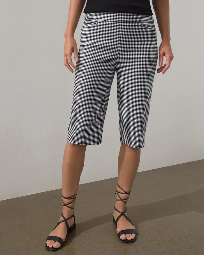 Chico039s Brigitte Gingham Shorts BlackWhite Women Pants