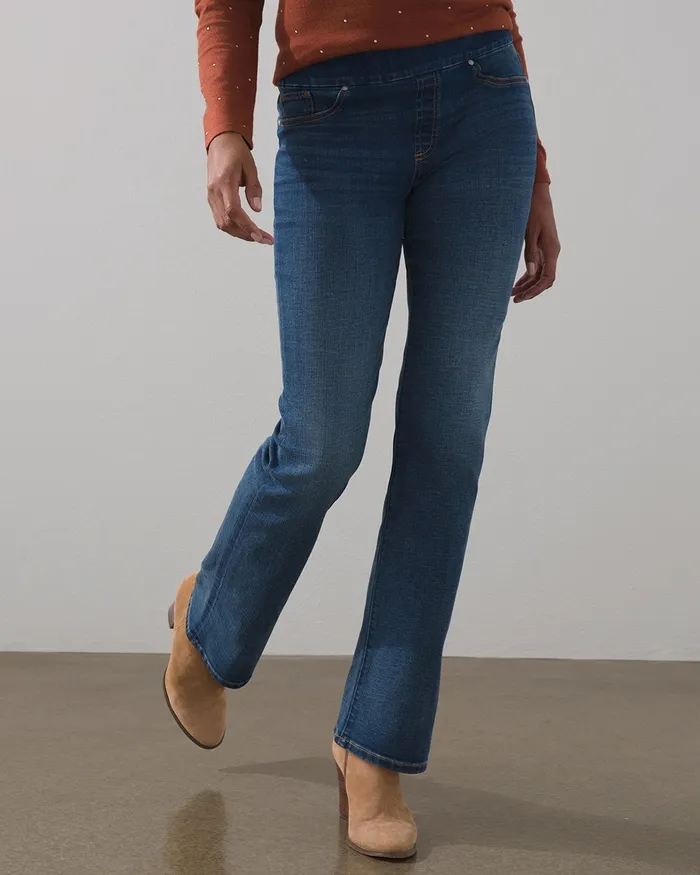 Chico039s Denim Slim PullOn BootCut Jeggings Buttercup Indigo Women Jeans and Denim