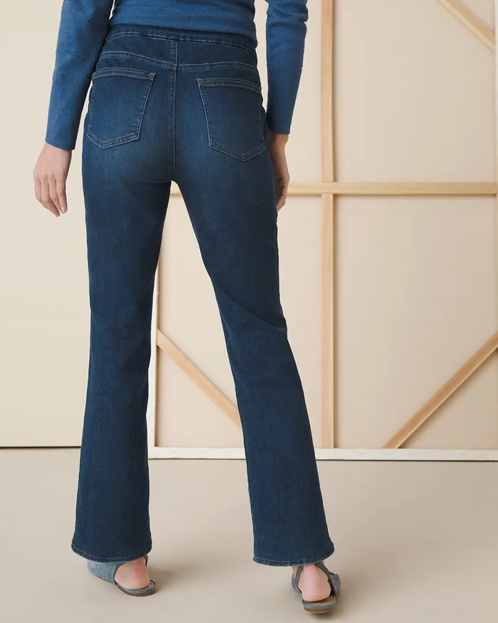 Chico039s Denim Slim PullOn BootCut Jeggings Buttercup Indigo Women Jeans and Denim