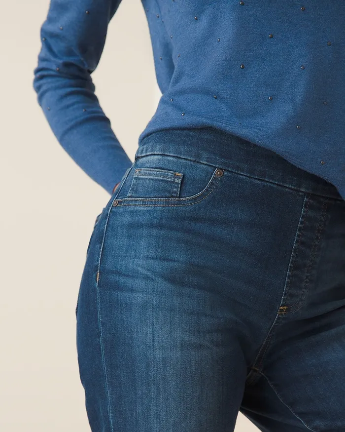 Chico039s Denim Slim PullOn BootCut Jeggings Buttercup Indigo Women Jeans and Denim
