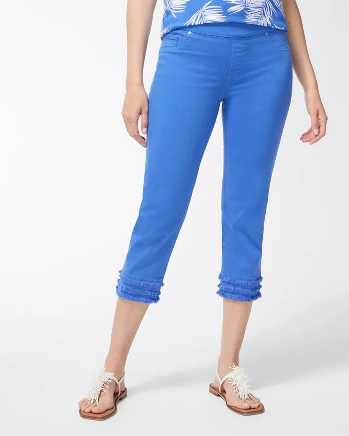 Chico039s Fray Hem PullOn Crops Amparo Blue Women Matching Sets
