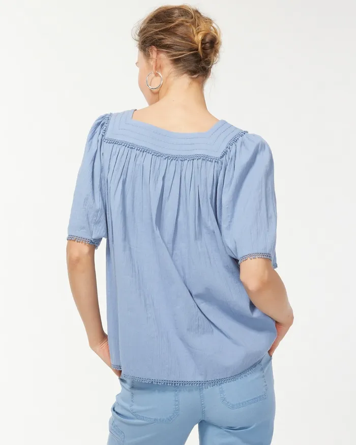 Chico039s Gauze Square Neck Top Alabaster Women Matching Sets