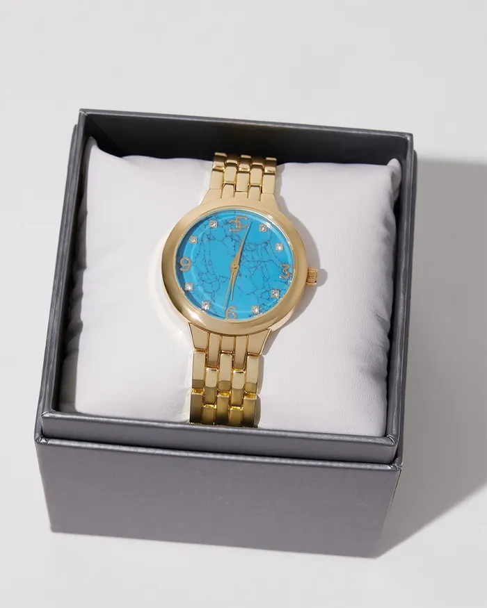 Chico039s Gold Tone And Turquoise Watch Gold Women Watches