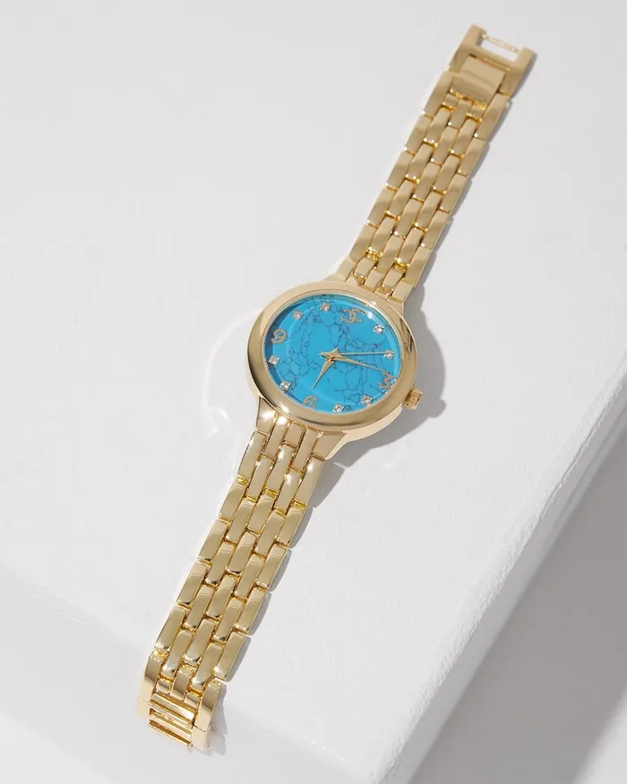 Chico039s Gold Tone And Turquoise Watch Gold Women Watches