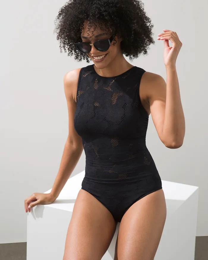 Chico039s Gottex High Neck Black Swimsuit Black Women Swim