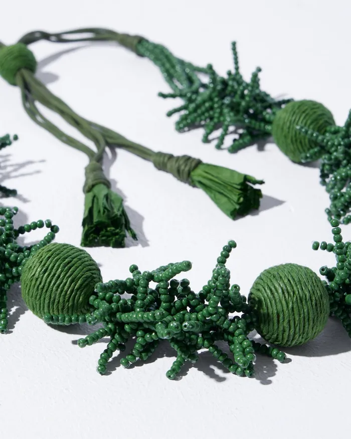 Chico039s Green Seed Bead Adjustable Necklace Green Women Necklaces