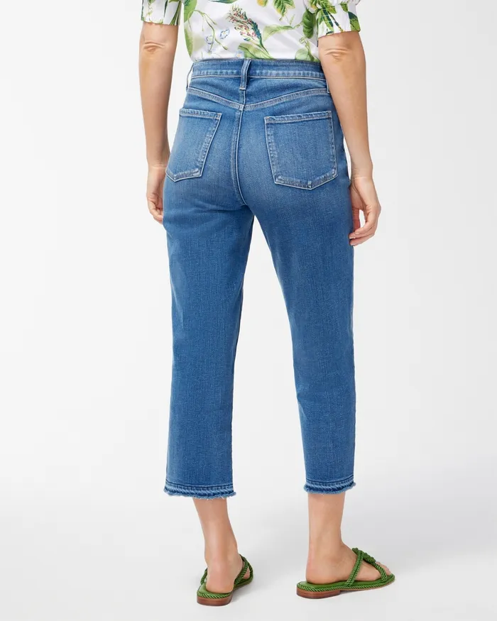 Chico039s High Rise Distressed Straight Crops Winchester Indigo Women Jeans and Denim