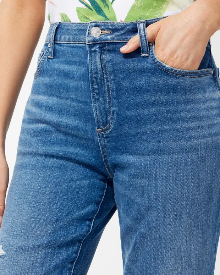 Chico039s High Rise Distressed Straight Crops Winchester Indigo Women Jeans and Denim