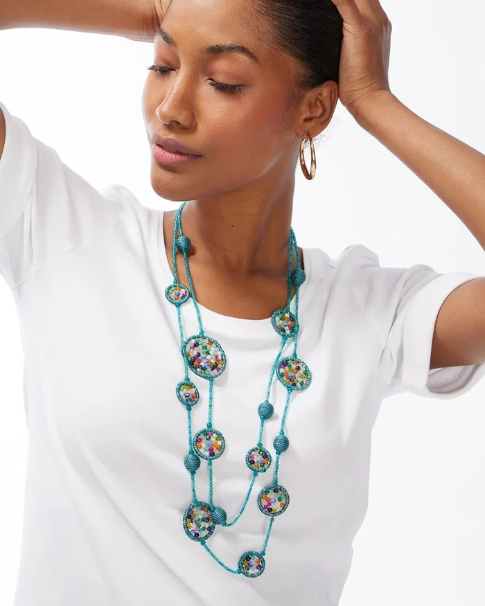 Chico039s Long DoubleStrand Necklace Multi Women Necklaces