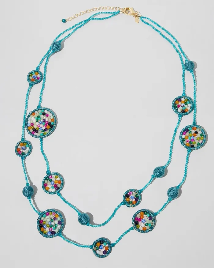 Chico039s Long DoubleStrand Necklace Multi Women Necklaces
