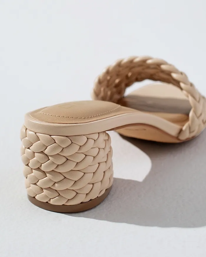 Chico039s Neutral Braided Leather Sandals Soft Cameo Women Shoes