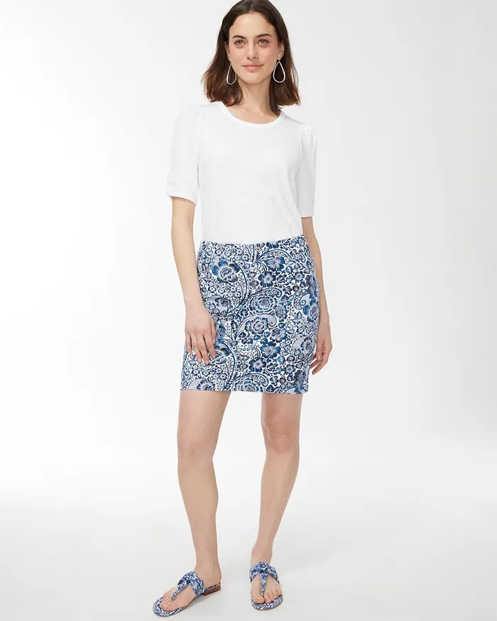 Chico039s Paisley PullOn Skort Alabaster Women Jeans and Denim
