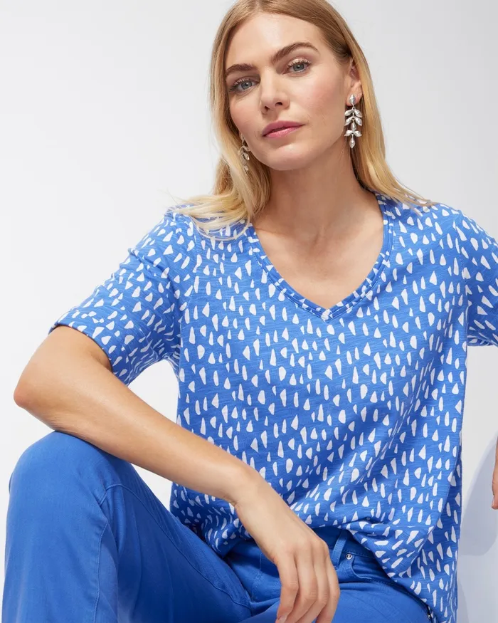 Chico039s Pebble Print Seamed Slub Tee Amparo Blue Women Tees