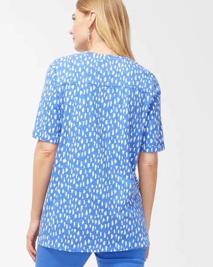 Chico039s Pebble Print Seamed Slub Tee Amparo Blue Women Tees