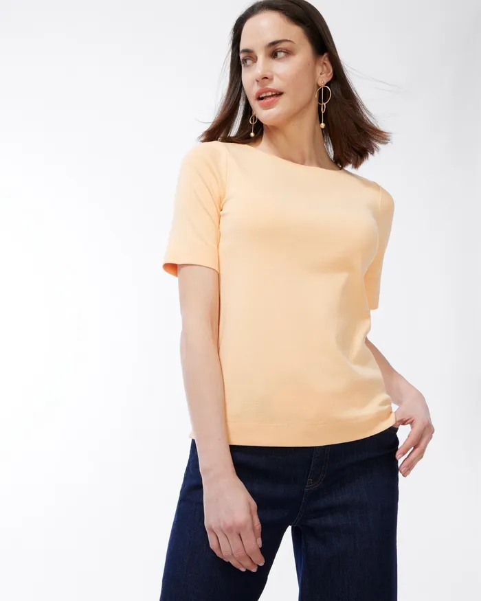 Chico039s Pima Elbow Sleeve Tee Soft Tangerine Women Tees