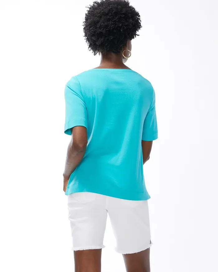 Chico039s Pima Elbow Sleeve Tee Soft Tangerine Women Tees