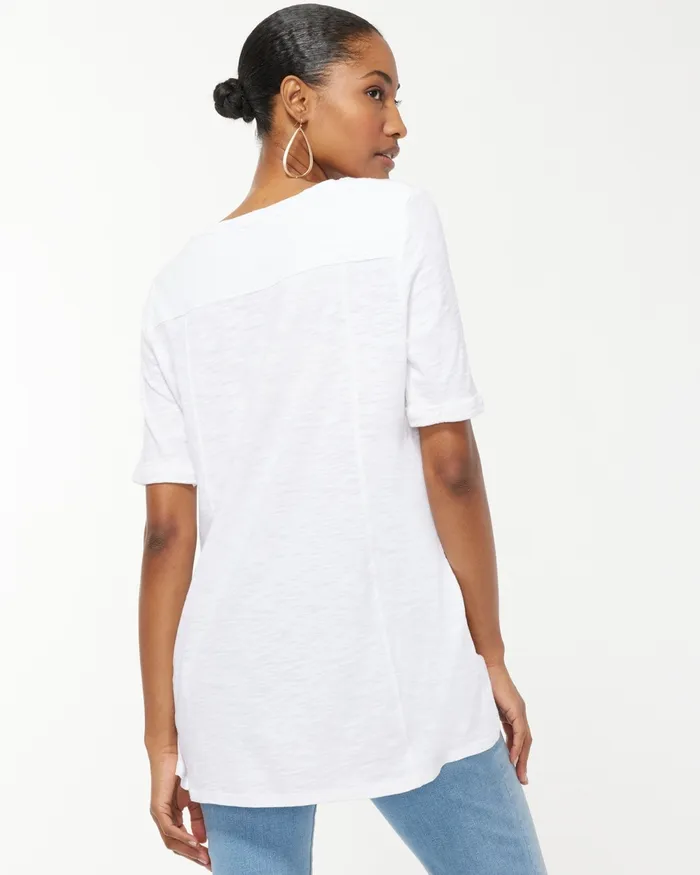 Chico039s Pineapple Seamed Slub Tee Alabaster Women Tees