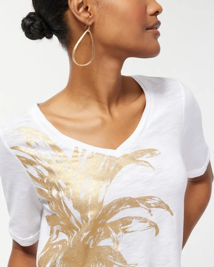Chico039s Pineapple Seamed Slub Tee Alabaster Women Tees