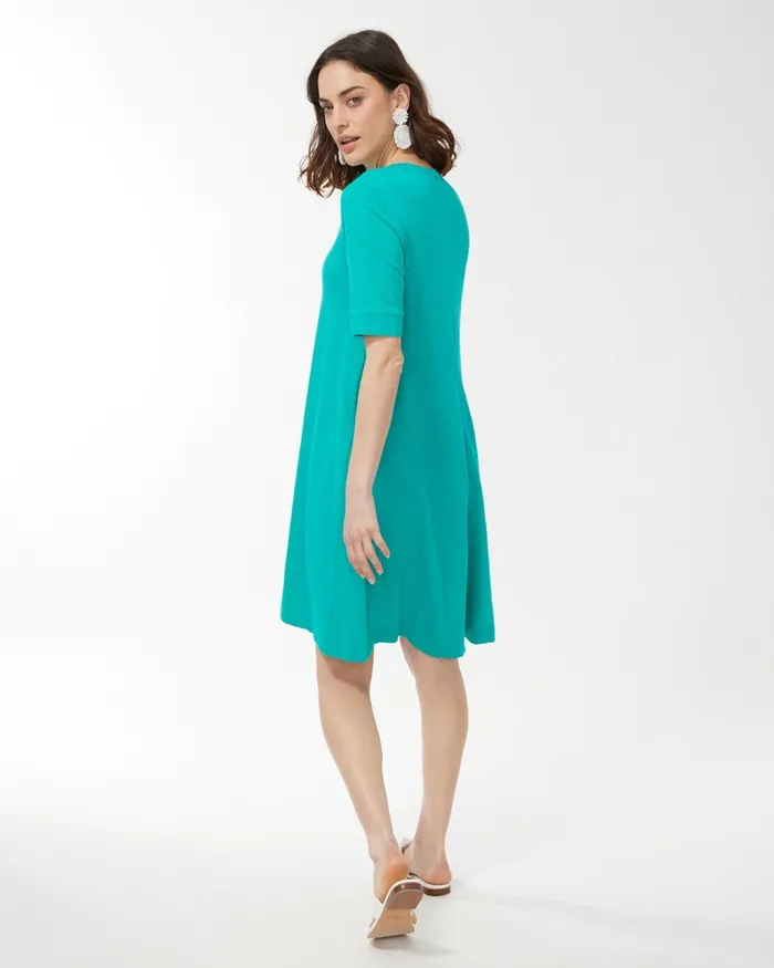 Chico039s Seamed Cotton Slub TShirt Dress Classic Navy Women Dresses and Skirts