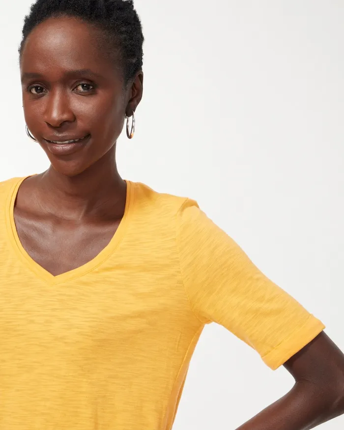 Chico039s Seamed Slub Tee Mango Ice Women Tees