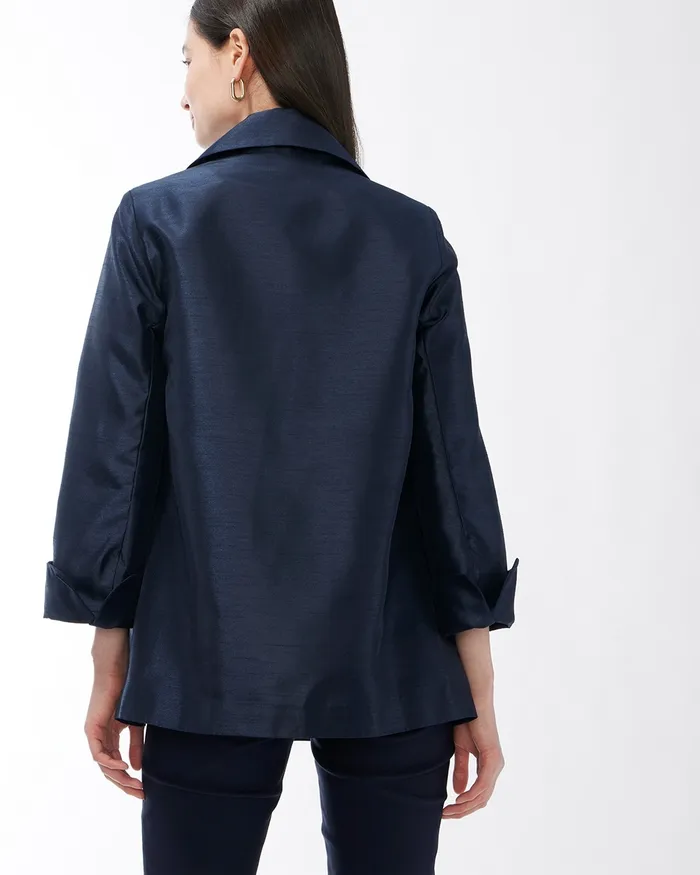 Chico039s Shantung Topper Classic Navy Women Jackets and Coats