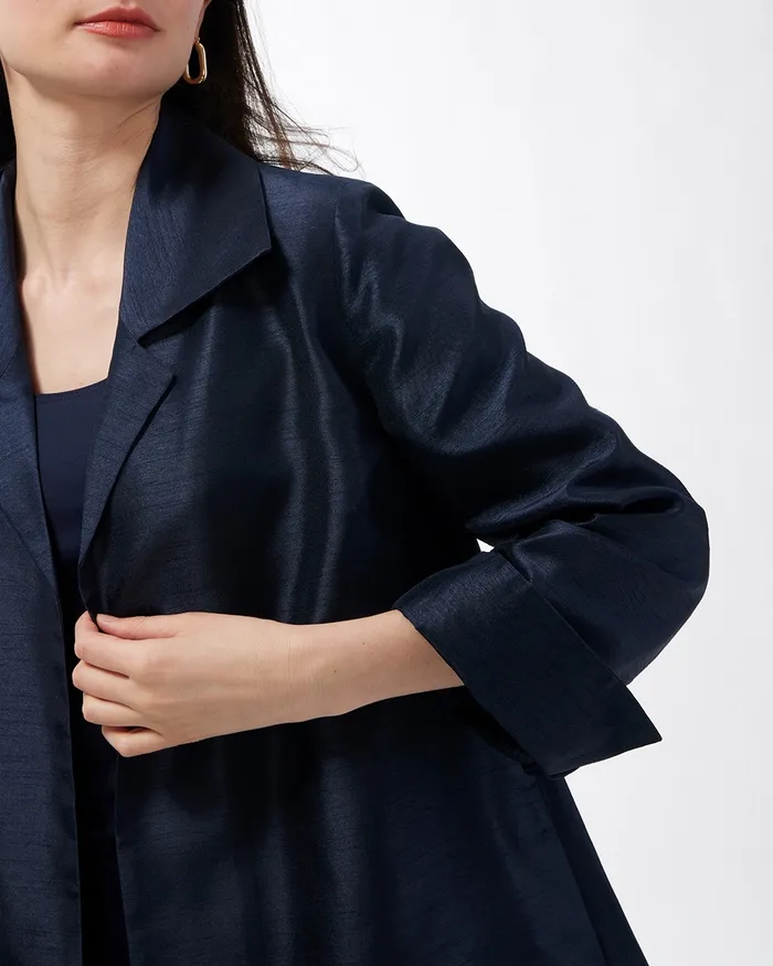 Chico039s Shantung Topper Classic Navy Women Jackets and Coats