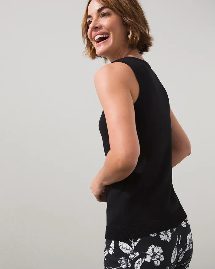 Chico039s Spun Rayon VNeck Tank Black Women Tees