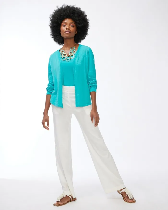 Chico039s Summer Romance Ottoman Cardigan Agua Azul Women Sweaters