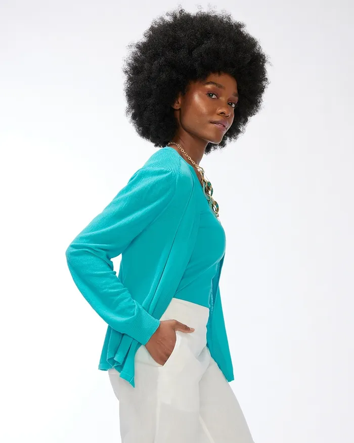 Chico039s Summer Romance Ottoman Cardigan Agua Azul Women Sweaters