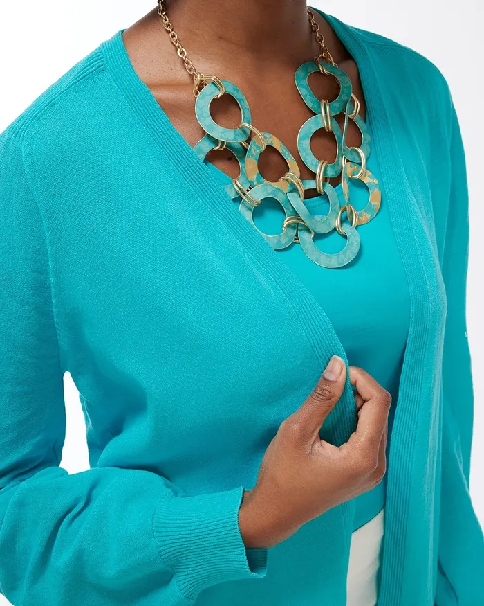 Chico039s Summer Romance Ottoman Cardigan Agua Azul Women Sweaters