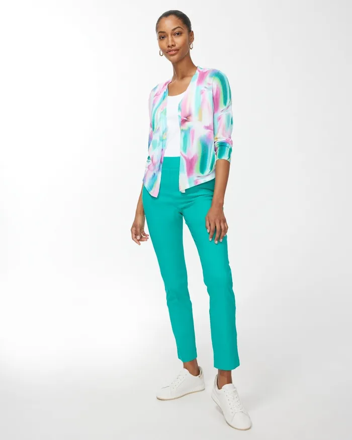 Chico039s Summer Romance Tie Dye Topper Bahamian Pink Women Sweaters