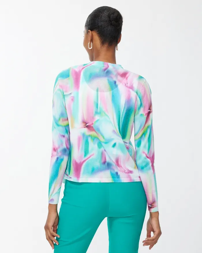 Chico039s Summer Romance Tie Dye Topper Bahamian Pink Women Sweaters