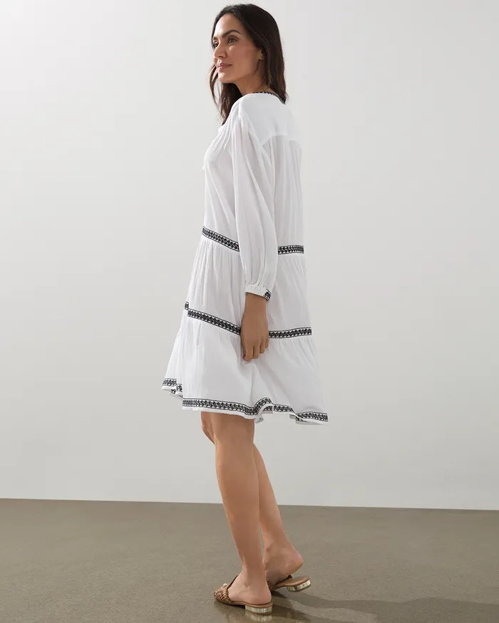 Chico039s Tassel Neck Swim Dress Coverup Alabaster Women Swim