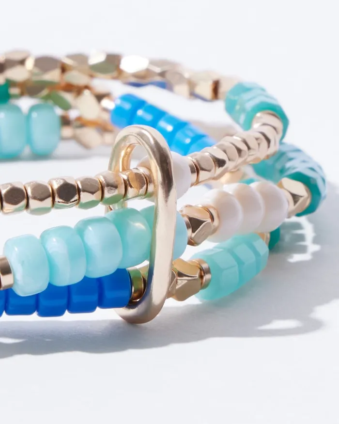 Chico039s Teal Stretch Bracelets Set Turq Women Bracelets