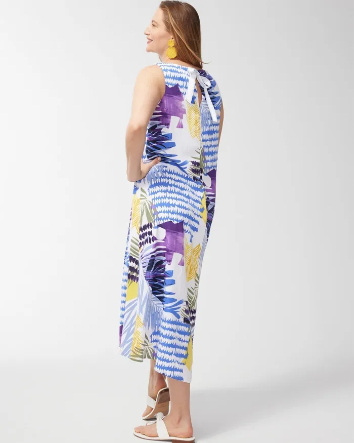 Chico039s TieBack Collage Print Trapeze Dress Amparo Blue Women Dresses and Skirts