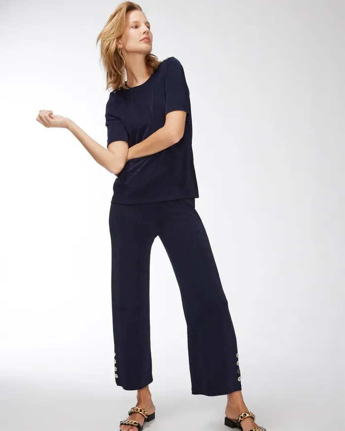Chico039s Travelers Classic ButtonHem Crops Travelers India Ink Women Pants